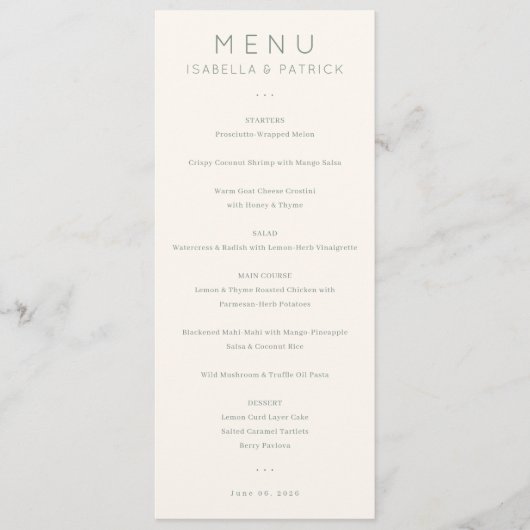Elegant Crème Formeel Menu (Voorkant)