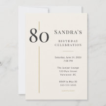 Elegant Crème & Goud 80ste Verjaardag