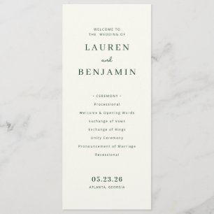 Elegant Crème Minimalistisch Huwelijksprogramma Programma