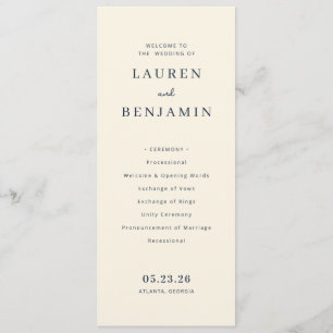Elegant Crème Minimalistisch Huwelijksprogramma Programma