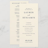 Elegant Crème Minimalistisch Huwelijksprogramma Programma (Voorkant / Achterkant)