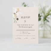 Elegant Crème Wit Bloemen Diner Script RSVP Kaartje (Staand voorkant)