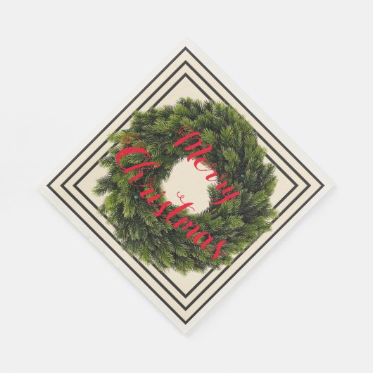 Elegant crème, zwart-wit en rood kerstfeest servet (Hoek)