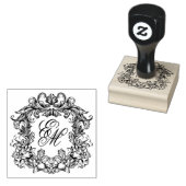 Elegant Crest Bruiloft Monogram Rubberstempel (Gestempeld)