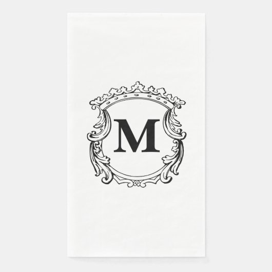 Elegant Crest Custom Monogram  Servet (Voorkant)