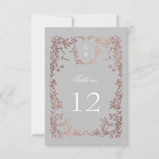 Élégant Crest Floral Mariage Numéro de table (Devant)