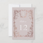 Élégant Crest Floral Mariage Numéro de table (Devant)