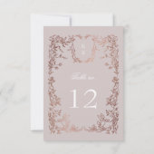 Élégant Crest Floral Mariage Numéro de table (Dos)