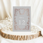 Élégant Crest Floral Mariage Numéro de table