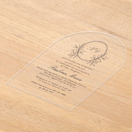 Elegant Crest Formal Quinceañera Acryl Uitnodigingen (Laagn)