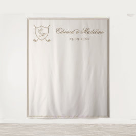 Elegant Crest Monogram Golf Weddenschap Foto Wandkleed