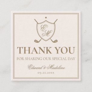 Elegant Crest Monogram Golf Wedding Favor Label