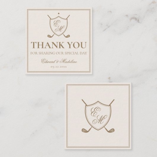 Elegant Crest Monogram Golf Wedding Label (Voorkant / Achterkant)