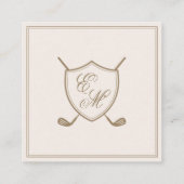 Elegant Crest Monogram Golf Wedding Label (Achterkant)
