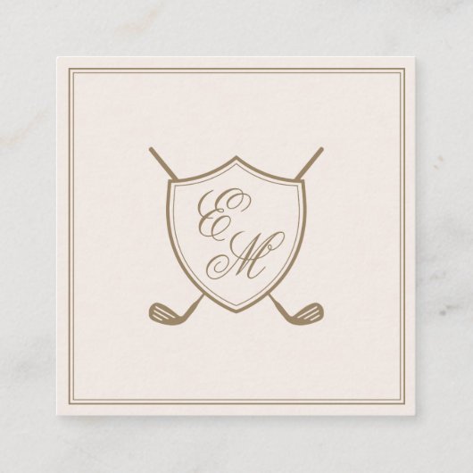Elegant Crest Monogram Golf Wedding Label (Achterkant)