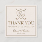 Elegant Crest Monogram Golf Wedding Label (Voorkant)