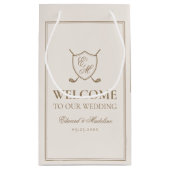 Elegant Crest Monogram Golf Wedding Welcome Bag Klein Cadeauzakje (Achterkant)