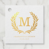 Elegant Crest Monogram Wedding Bedankjes Labels (Voorkant)