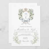 Elegant Crest Monogram Wedding Invitation (Devant / Derrière)