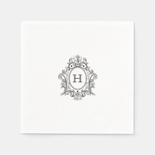 Elegant Crest Monogram Wedding Napkin Servet (Voorkant)