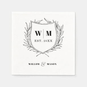Elegant Crest Monogram Wedding Servet