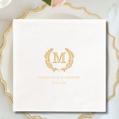 Elegant Crest Monogram Witte Huwelijk Folie Servetten