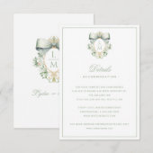 Elegant Crest w / Green Bow Details Behuizing Kaar Bedankkaart (Voorkant / Achterkant)