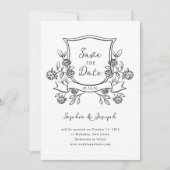 Elegant Crest | Zwart-wit en foto Save The Date (Voorkant)