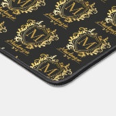 Elegant Crested Monogram Naam Matte Zwart | Goud Bureaumat (Hoek)