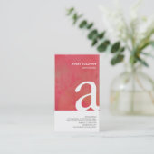 Élégant Crimson Aquarelle Monogramme Carte de visi (Debout devant)