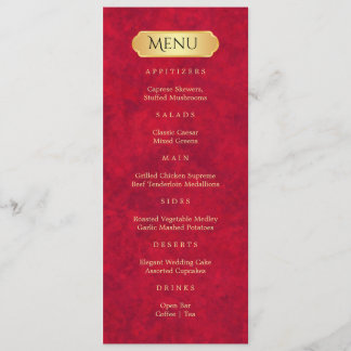 Elégant Crimson Gold Luxury Royal Menu