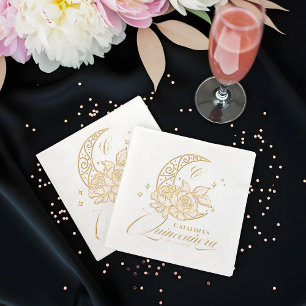Élégant croissant floral Lune Monogram Quinceanera