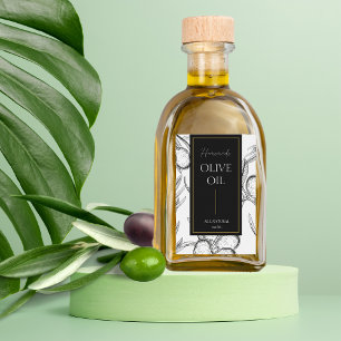 Elégant croquis Étiquette d'huile d'olive fait mai
