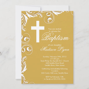 Elegant Cross Baby Girl Baptism Christening Kaart