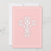 Elegant Cross Baby Girl Uitnodiging (Achterkant)
