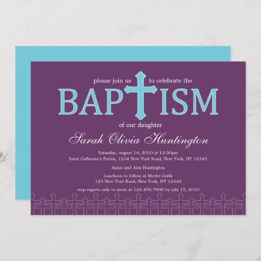 Elegant Cross Baptisme Invitation Kaart (Voorkant / Achterkant)