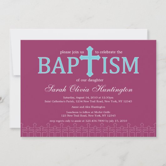 Elegant Cross Baptisme Invitation Kaart (Voorkant)