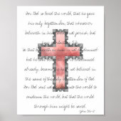 Elegant Cross Blush Pink Scripting Verse Poster (Voorkant)