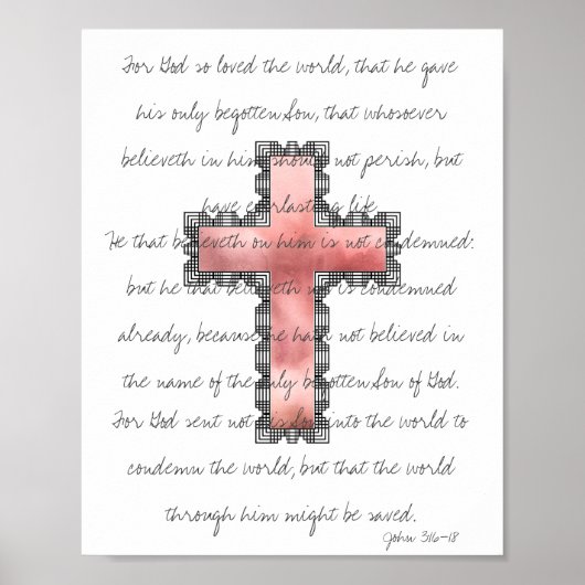 Elegant Cross Blush Pink Scripting Verse Poster (Voorkant)