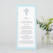 Elegant Cross in Blue Menu Page Rack Card (Staand voorkant)