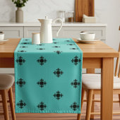 Elegant Cross Motif in Black and Pastel Teal Blue Lange Tafelloper