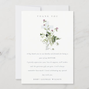Elegant Cross Paarse Wildflower Baptisme Bedankkaart