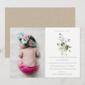 Elegant Cross Paarse Wildflower Baptisme Bedankkaart (Voorkant / Achterkant)