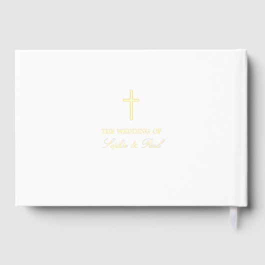 Elégant Cross Real Foil Livre Mariage blanc (Verso)