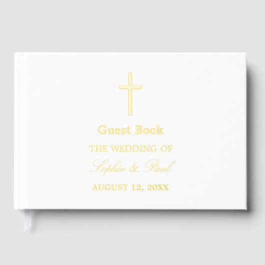 Elégant Cross Real Foil Livre Mariage blanc (Recto)