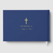 Elégant Cross Real Foil Mariage bleu marine (Verso)