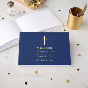 Elégant Cross Real Foil Mariage bleu marine