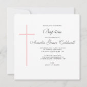 Elegant cross roze uitnodiging (Voorkant)