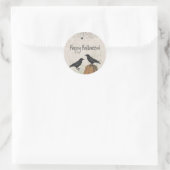 Elegant Crow Halloween Ronde Sticker (Tas)