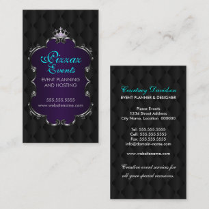 Elegant Crown Filigree en Tuft Fabric Visitekaartje